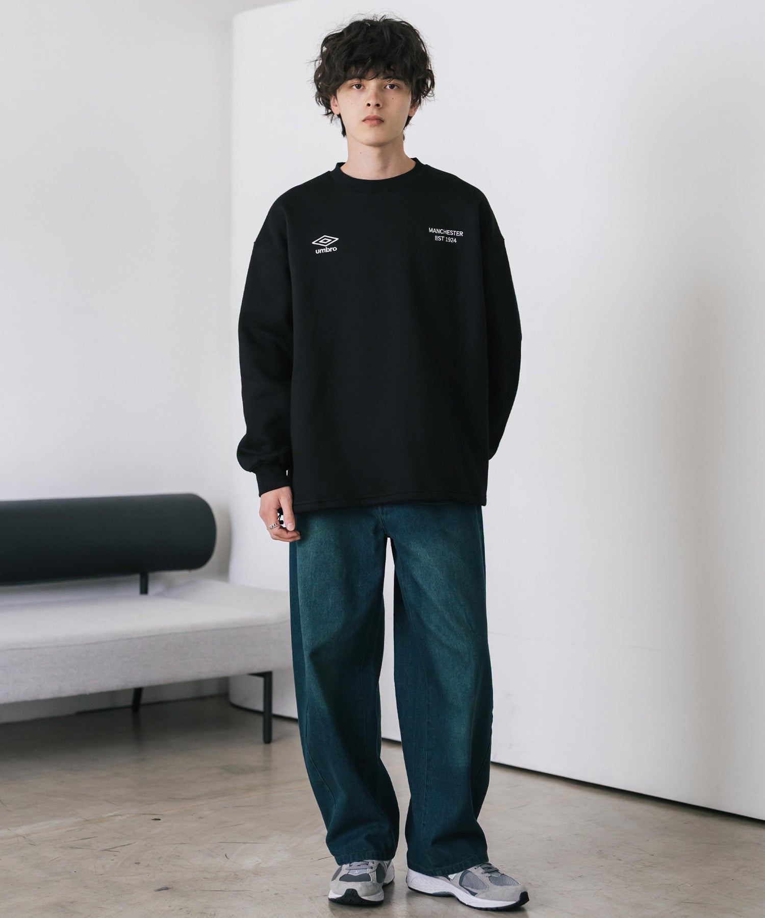 UMBRO 別注コラボオーバーサイズ裏起毛ロゴ刺繍ドロストスウェット 14941