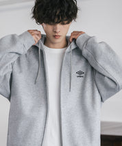 UMBRO 別注コラボオーバーサイズ裏起毛ワンポイントロゴ刺繍フルジップパーカー 14943