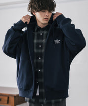 UMBRO 別注コラボオーバーサイズ裏起毛ワンポイントロゴ刺繍フルジップパーカー 14943