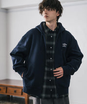 UMBRO 別注コラボオーバーサイズ裏起毛ワンポイントロゴ刺繍フルジップパーカー 14943