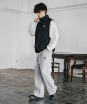 UMBRO 別注コラボ裏起毛ワンポイントロゴ刺繍イージーワイドストレートスウェットパンツ 14944