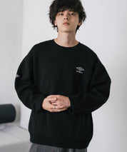 UMBRO アンブロ 別注コラボ オーバーサイズワンポイントロゴ刺繍クルーネックアクリルニットセーター 14945