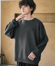UMBRO アンブロ 別注コラボ オーバーサイズワンポイントロゴ刺繍クルーネックアクリルニットセーター 14945