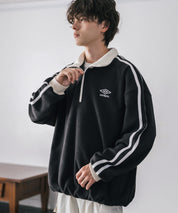 UMBRO 別注コラボオーバーサイズワンポイントロゴ刺繍サイドラインハーフジップフリース 14946