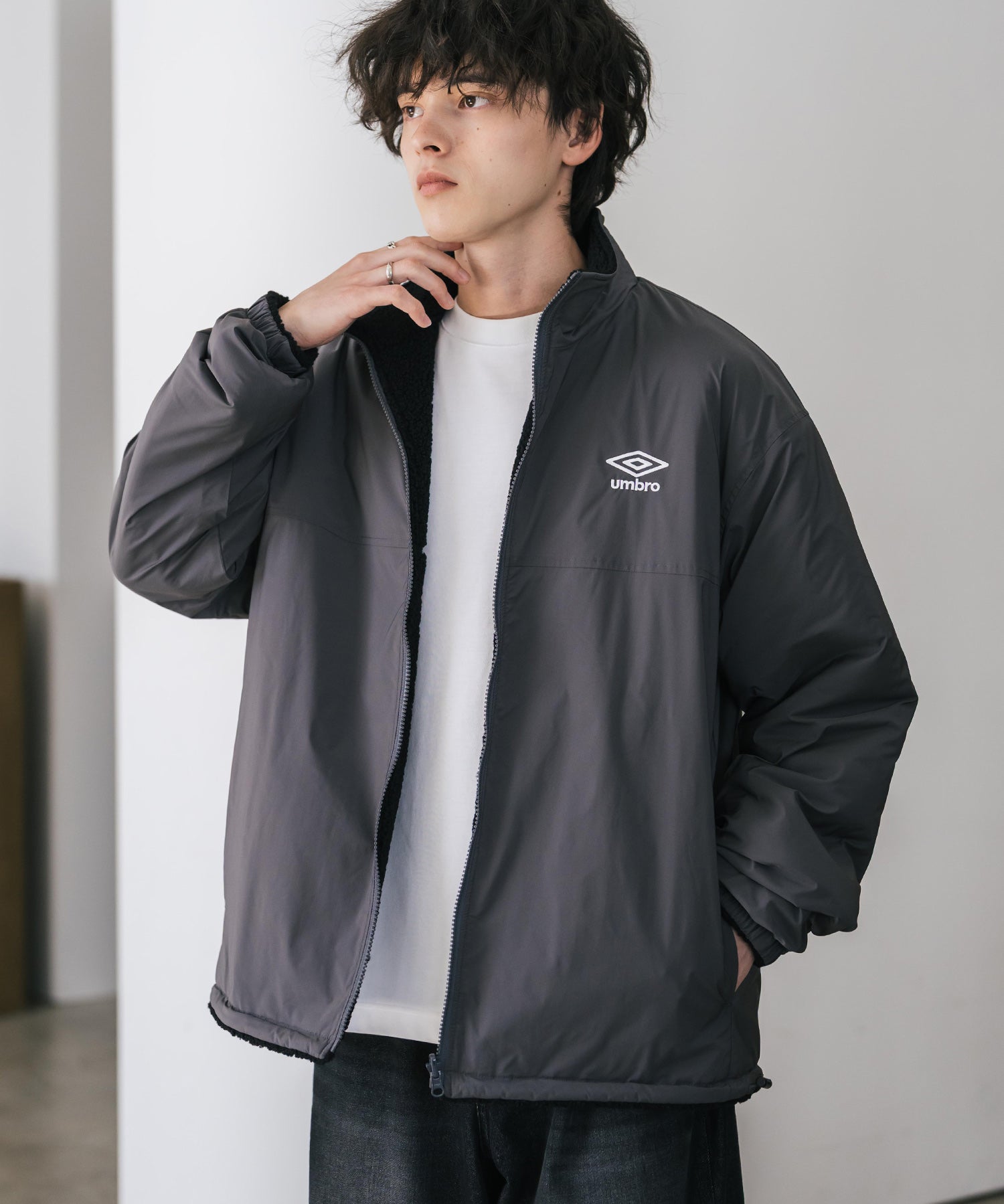 UMBRO アンブロ 別注コラボ 2wayリバーシブルワンポイントロゴ刺繍トラックボアジャケット 14947