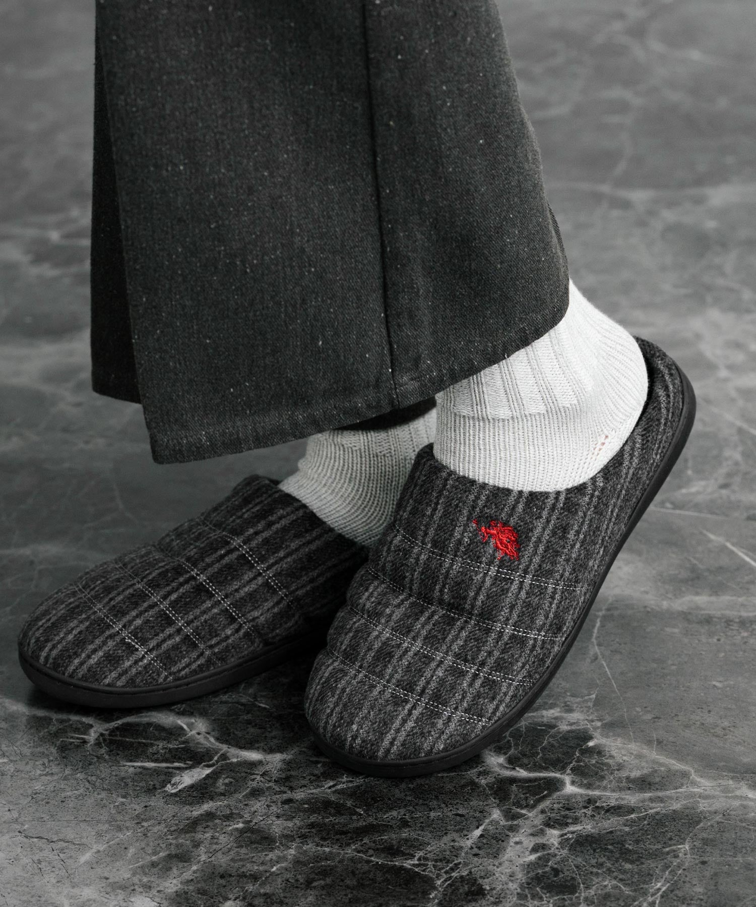 U.S. POLO ASSN. ユーエスポロアッスン ワンポイントロゴ無地/チェック/ストライプモックシューズ 14948