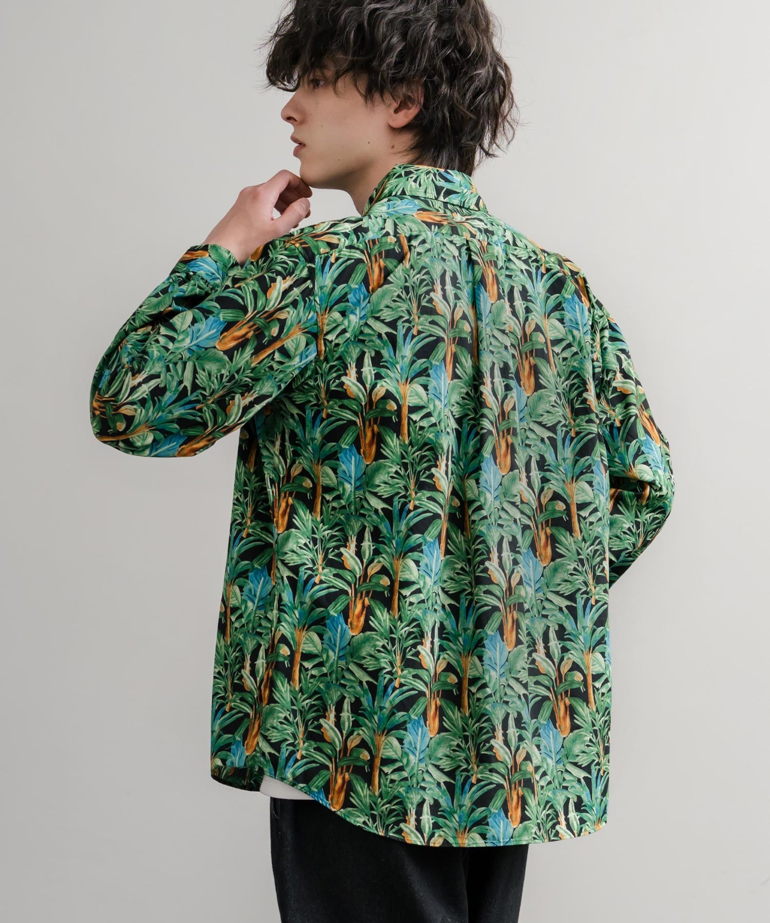 Upscape Audience 日本製/国産プリントブロードワンウォッシュレギュラーカラー長袖テーパードシャツ AUD6664 14960