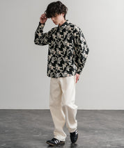 Upscape Audience 日本製/国産プリントブロードワンウォッシュレギュラーカラー長袖テーパードシャツ AUD6664 14960