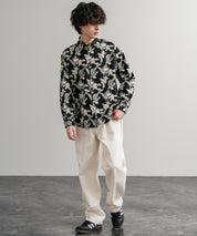 Upscape Audience 日本製/国産プリントブロードワンウォッシュレギュラーカラー長袖テーパードシャツ AUD6664 14960