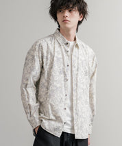 Upscape Audience 日本製/国産プリントブロードワンウォッシュレギュラーカラー長袖テーパードシャツ AUD6664 14960