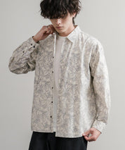 Upscape Audience 日本製/国産プリントブロードワンウォッシュレギュラーカラー長袖テーパードシャツ AUD6664 14960