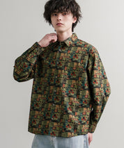 Upscape Audience 日本製/国産プリントブロードワンウォッシュレギュラーカラー長袖テーパードシャツ AUD6664 14960