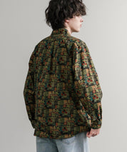 Upscape Audience 日本製/国産プリントブロードワンウォッシュレギュラーカラー長袖テーパードシャツ AUD6664 14960