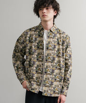 Upscape Audience 日本製/国産プリントブロードワンウォッシュレギュラーカラー長袖テーパードシャツ AUD6664 14960