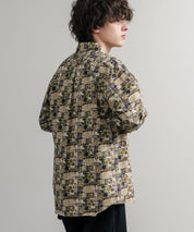 Upscape Audience 日本製/国産プリントブロードワンウォッシュレギュラーカラー長袖テーパードシャツ AUD6664 14960