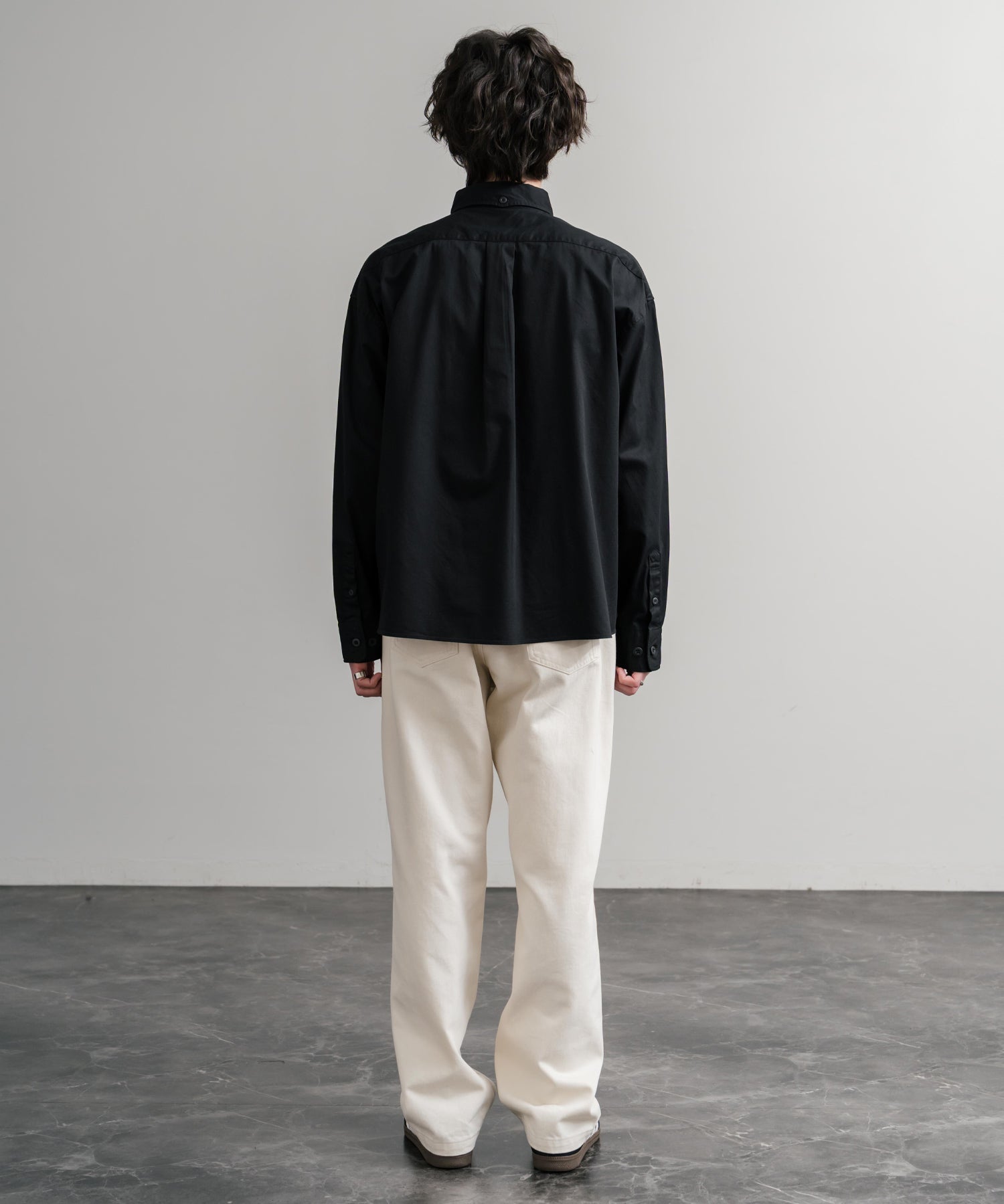 Upscape Audience 日本製/国産遠州7オンスチノクロスボタンダウンボクシークロップド長袖シャツ AUD6666 14961