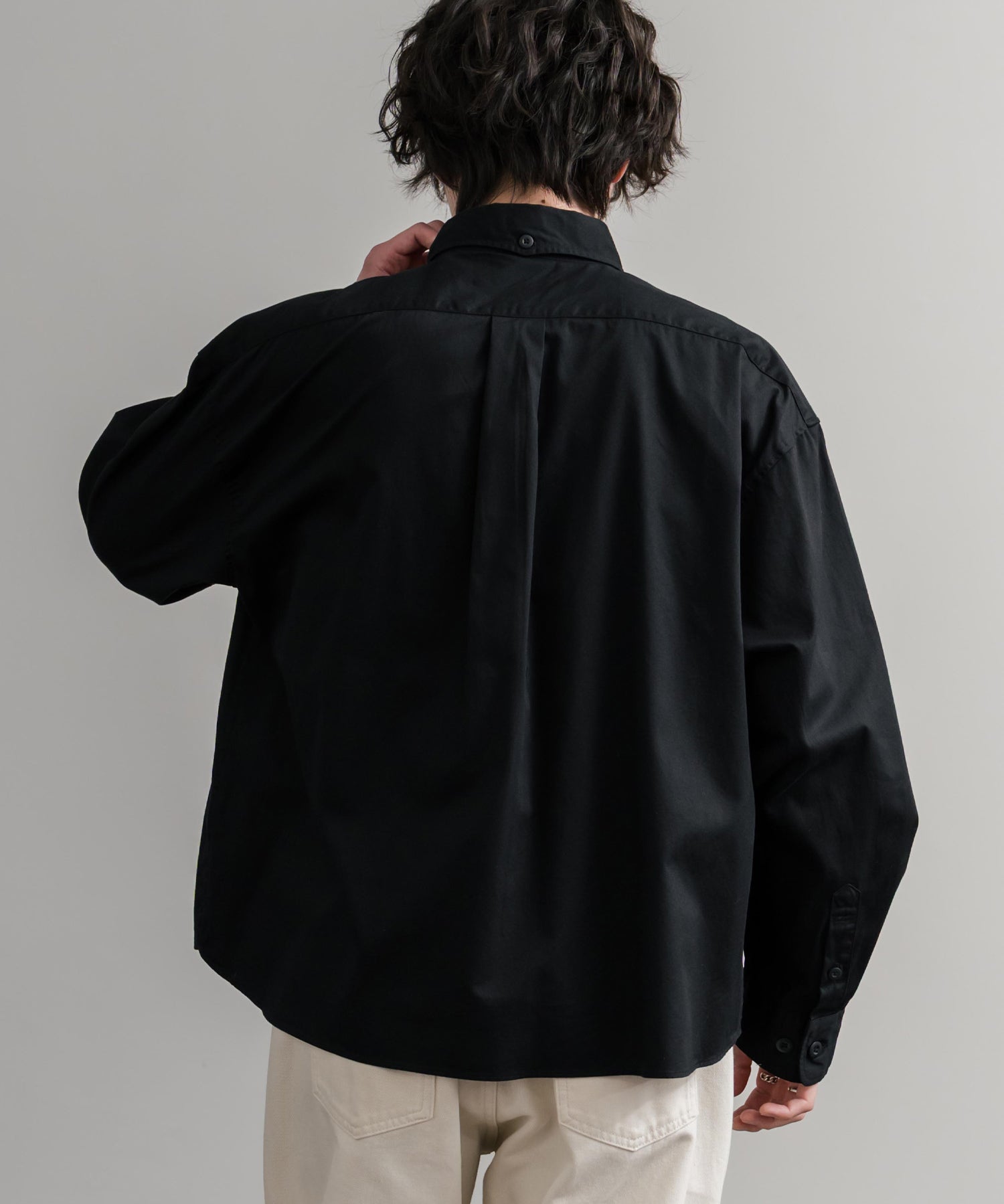 Upscape Audience 日本製/国産遠州7オンスチノクロスボタンダウンボクシークロップド長袖シャツ AUD6666 14961