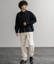 Upscape Audience 日本製/国産遠州7オンスチノクロスボタンダウンボクシークロップド長袖シャツ AUD6666 14961