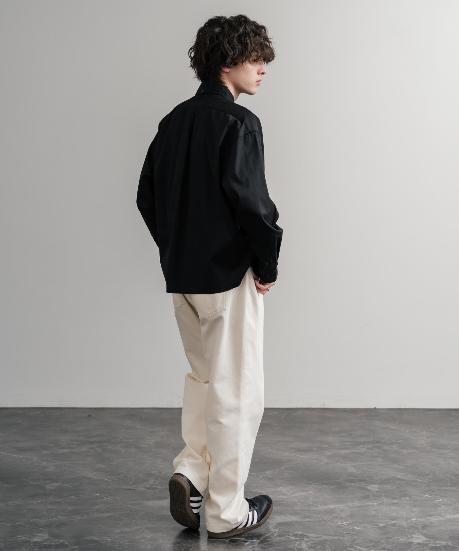 Upscape Audience 日本製/国産遠州7オンスチノクロスボタンダウンボクシークロップド長袖シャツ AUD6666 14961