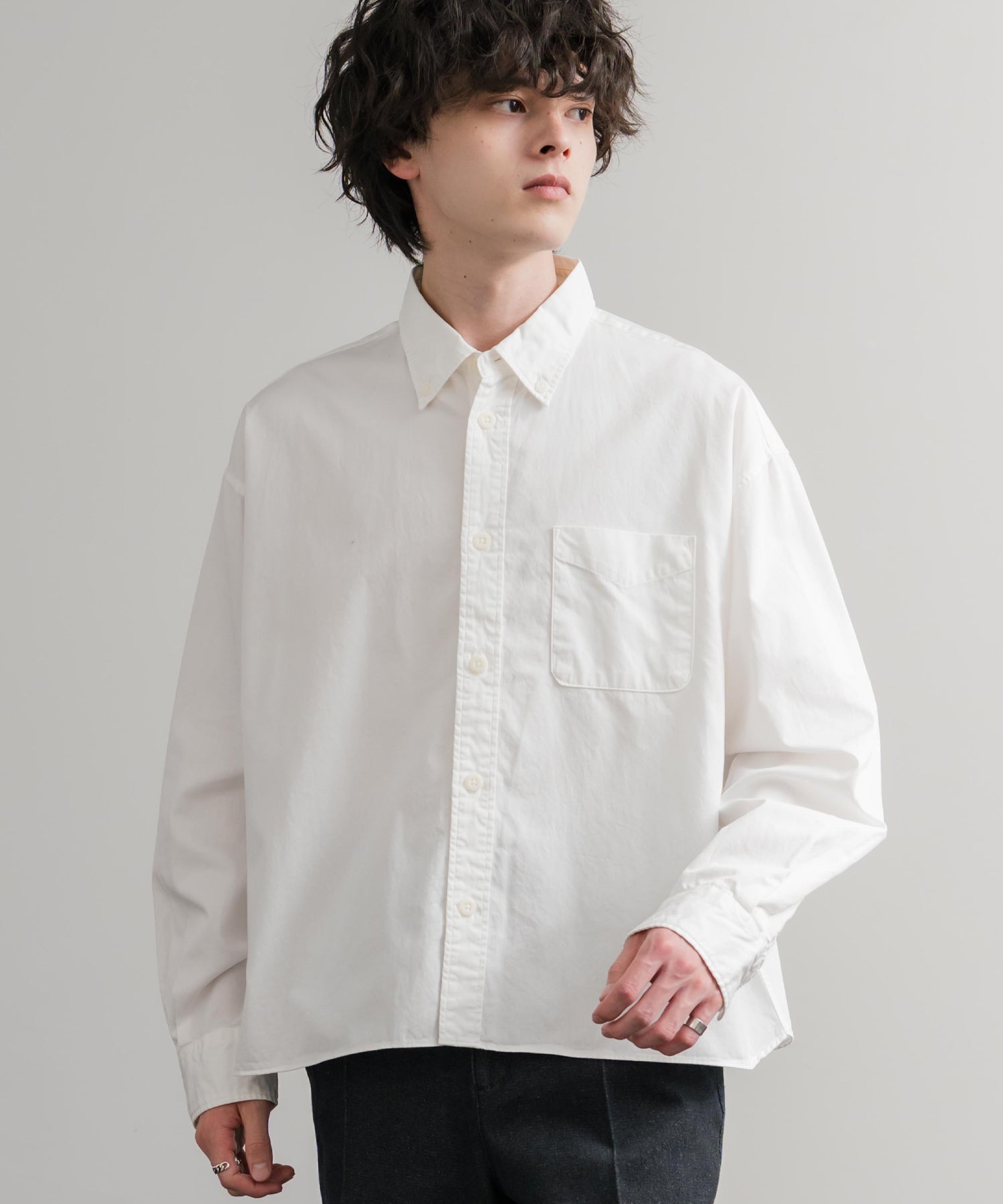 国産遠州7オンスチノクロスボタンダウンボクシークロップド長袖シャツ AUD6666 14961