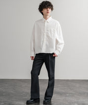 Upscape Audience 日本製/国産遠州7オンスチノクロスボタンダウンボクシークロップド長袖シャツ AUD6666 14961