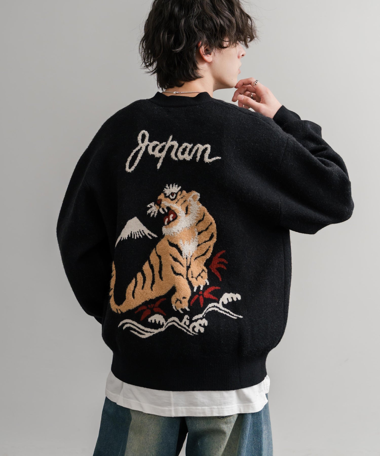 KRIFF MAYER クリフメイヤー もちのび虎刺繍Vネックニットカーディガン 2523100 14964