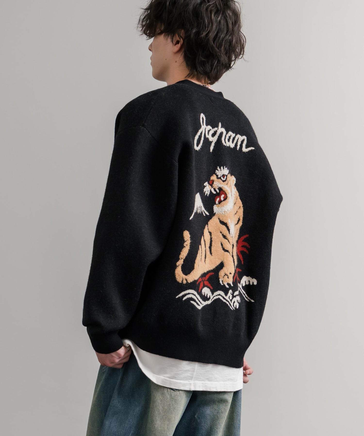 KRIFF MAYER クリフメイヤー もちのび虎刺繍Vネックニットカーディガン 2523100 14964
