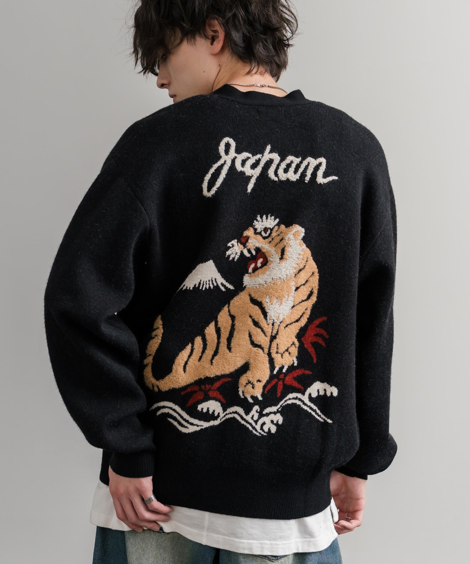 KRIFF MAYER クリフメイヤー もちのび虎刺繍Vネックニットカーディガン 2523100 14964