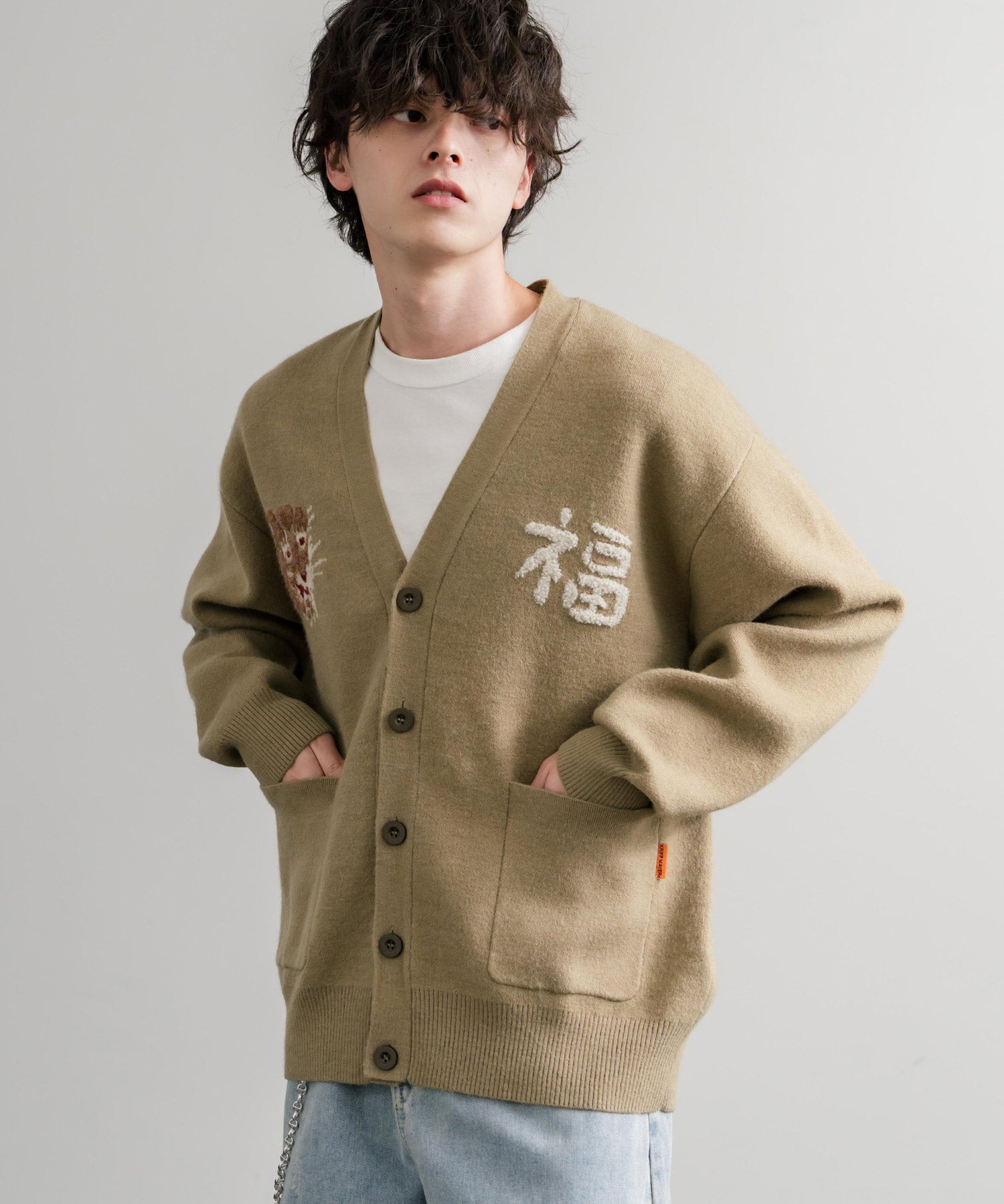 KRIFF MAYER クリフメイヤー もちのび虎刺繍Vネックニットカーディガン 2523100 14964