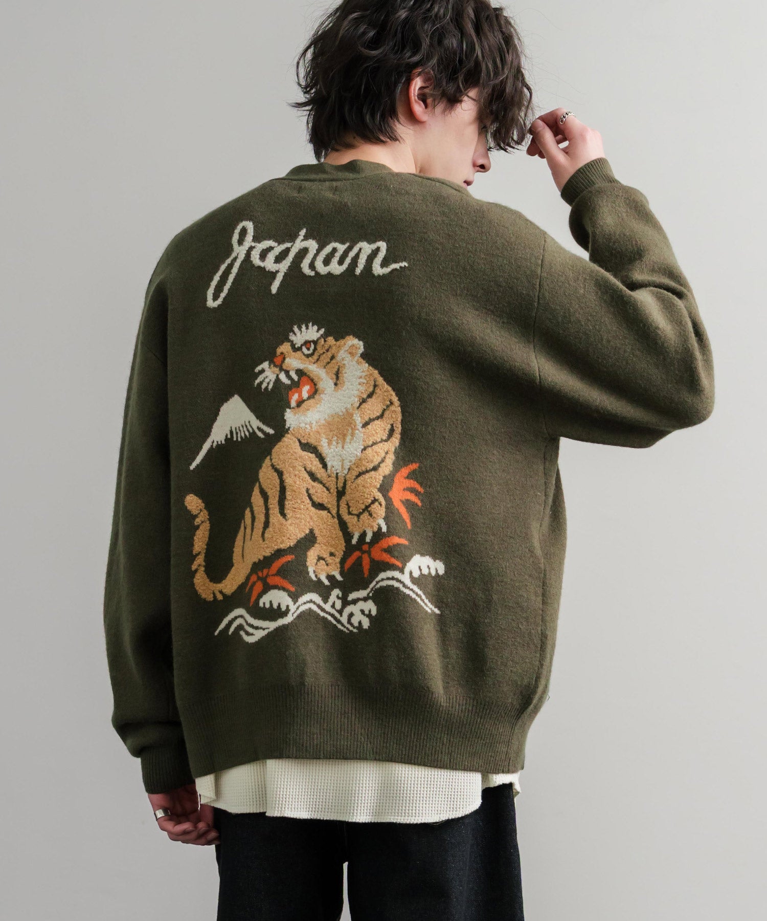 KRIFF MAYER クリフメイヤー もちのび虎刺繍Vネックニットカーディガン 2523100 14964