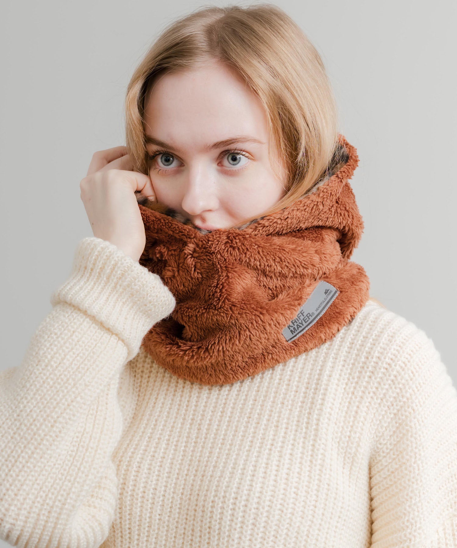 KRIFF MAYER クリフメイヤー ニンジャりん2WAYリバーシブルフード型ネックウォーマー ボアフードウォーマー J2527845 14965