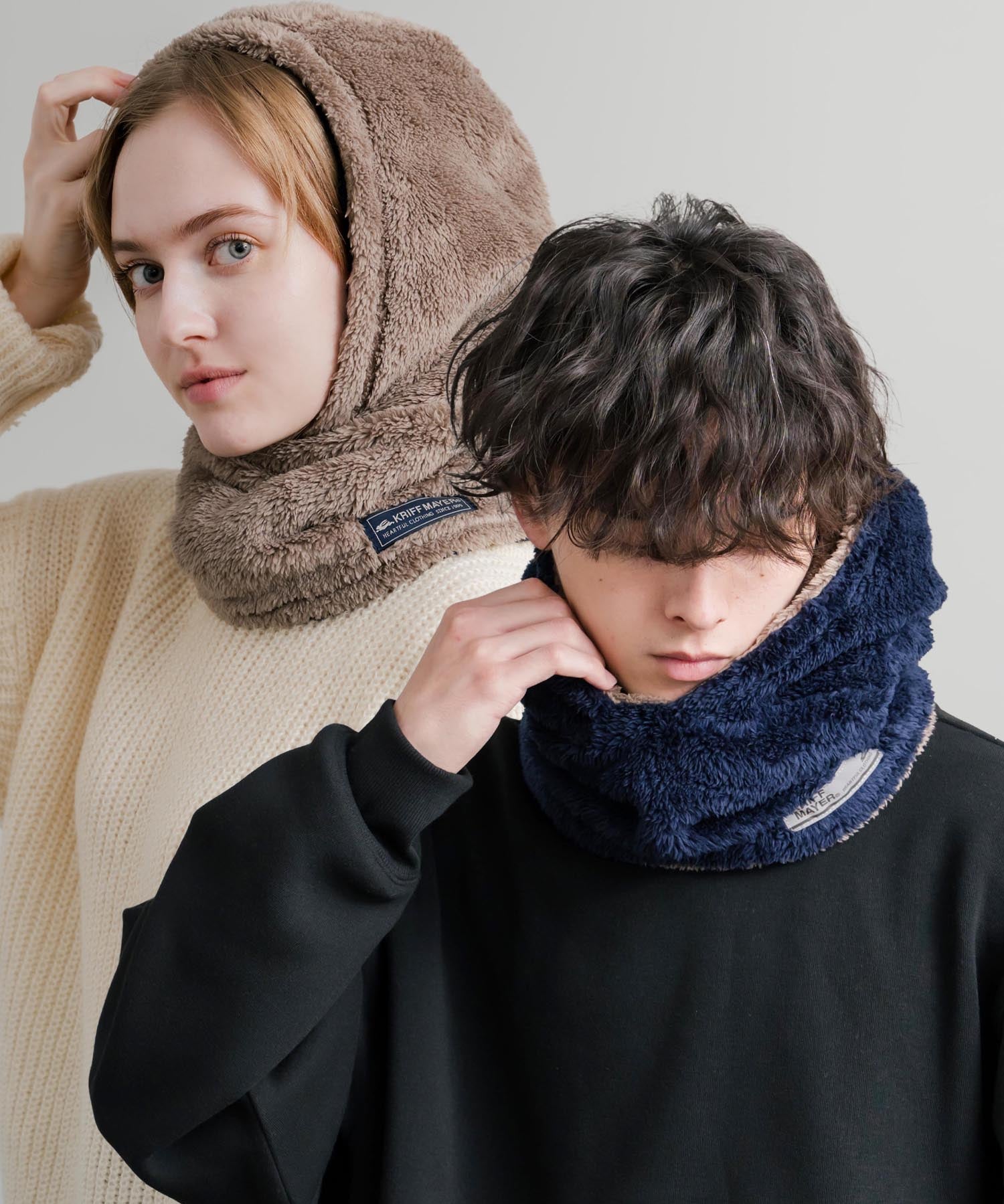 KRIFF MAYER クリフメイヤー ニンジャりん2WAYリバーシブルフード型ネックウォーマー ボアフードウォーマー J2527845 14965