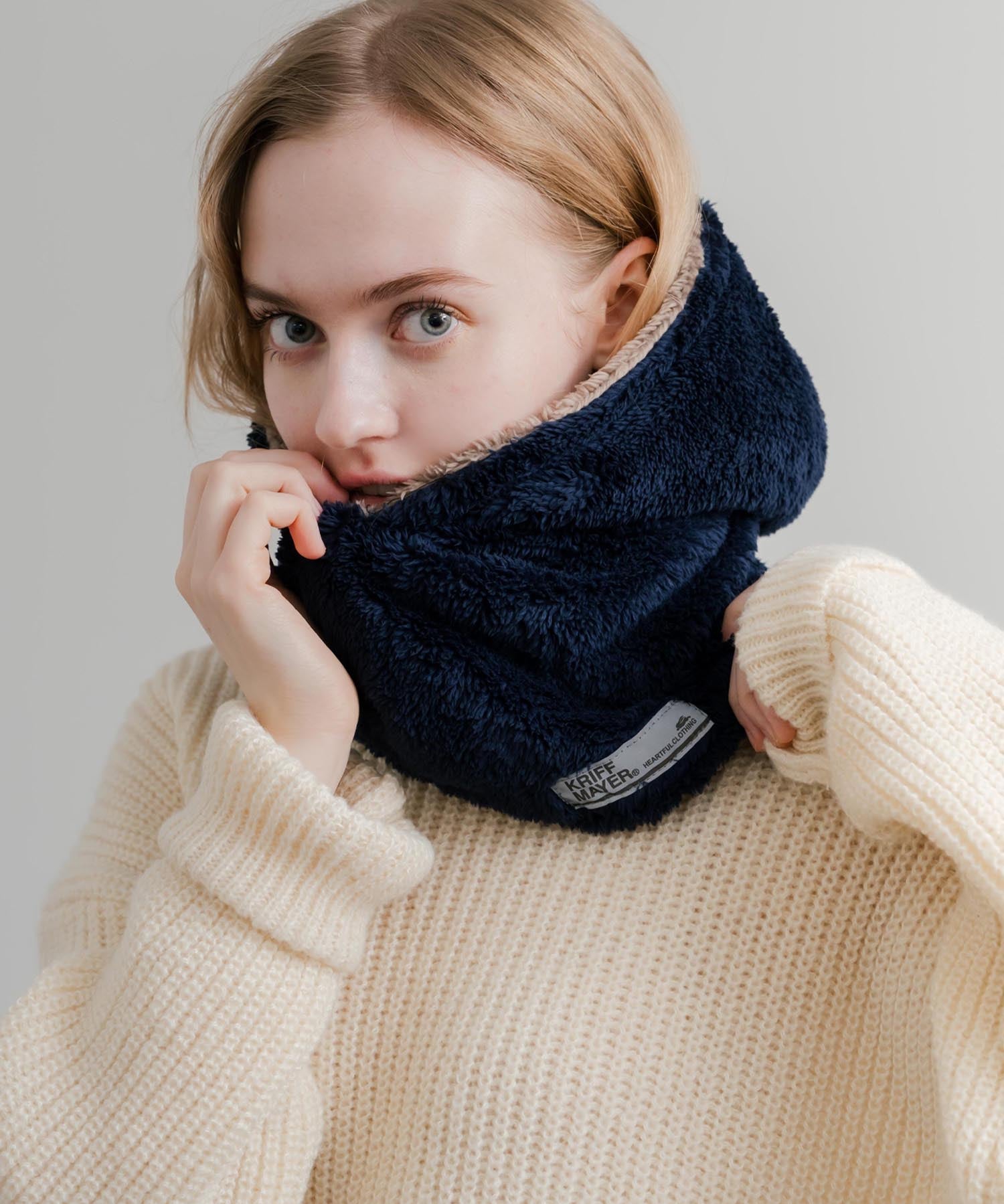 KRIFF MAYER クリフメイヤー ニンジャりん2WAYリバーシブルフード型ネックウォーマー ボアフードウォーマー J2527845 14965