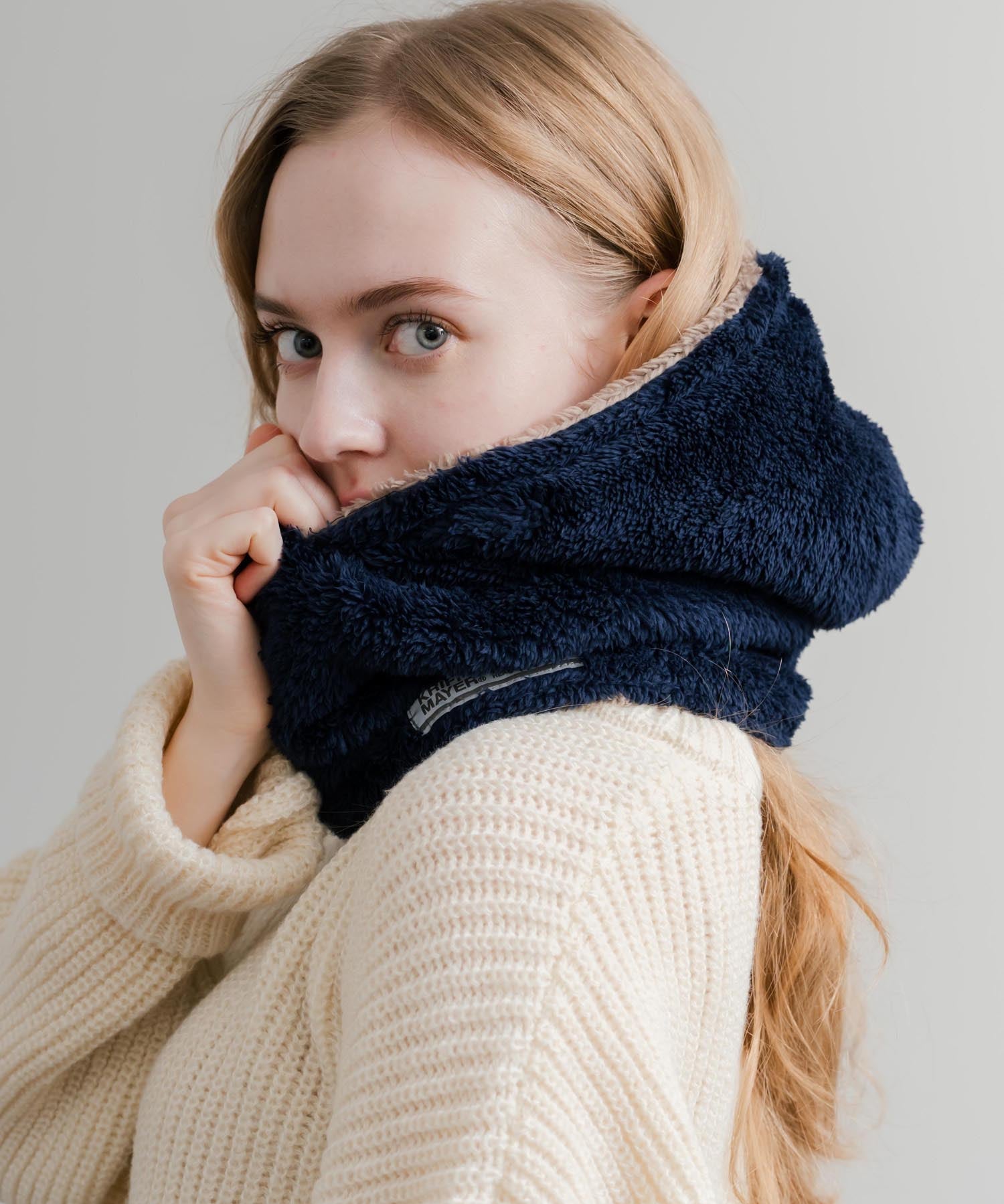 KRIFF MAYER クリフメイヤー ニンジャりん2WAYリバーシブルフード型ネックウォーマー ボアフードウォーマー J2527845 14965