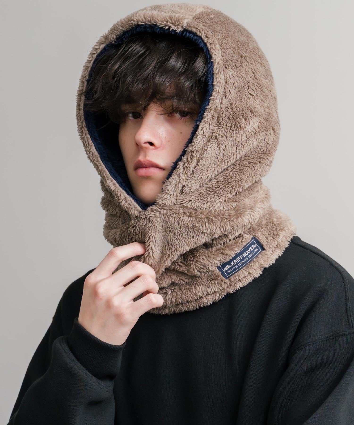 KRIFF MAYER クリフメイヤー ニンジャりん2WAYリバーシブルフード型ネックウォーマー ボアフードウォーマー J2527845 14965