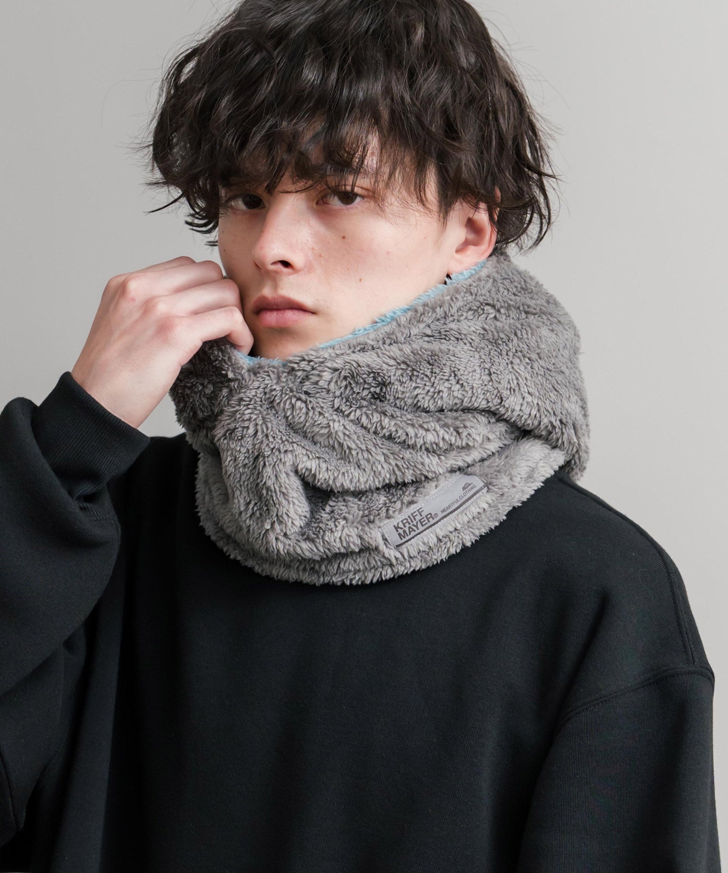KRIFF MAYER クリフメイヤー ニンジャりん2WAYリバーシブルフード型ネックウォーマー ボアフードウォーマー J2527845 14965