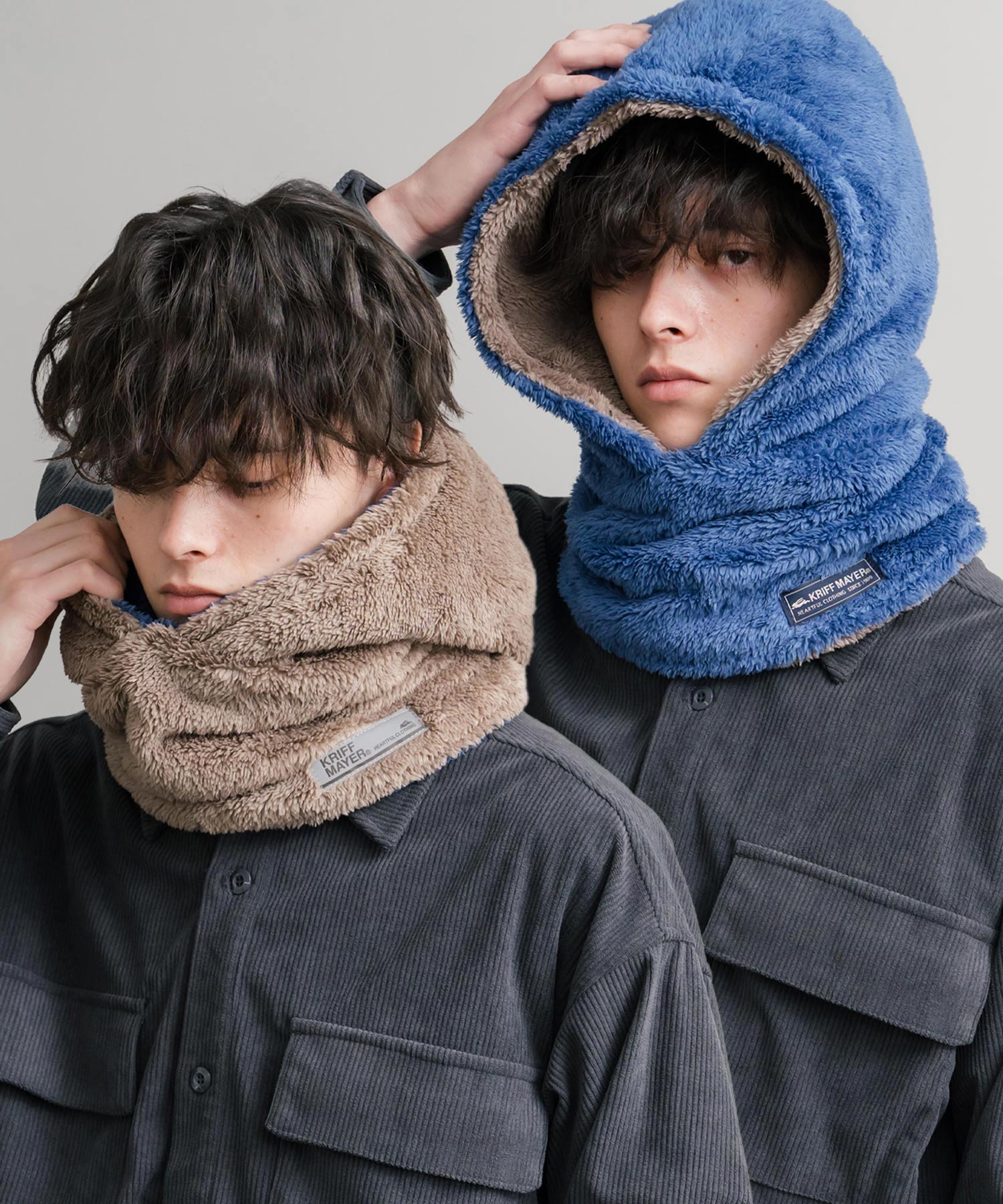 KRIFF MAYER クリフメイヤー ニンジャりん2WAYリバーシブルフード型ネックウォーマー ボアフードウォーマー J2527845 14965