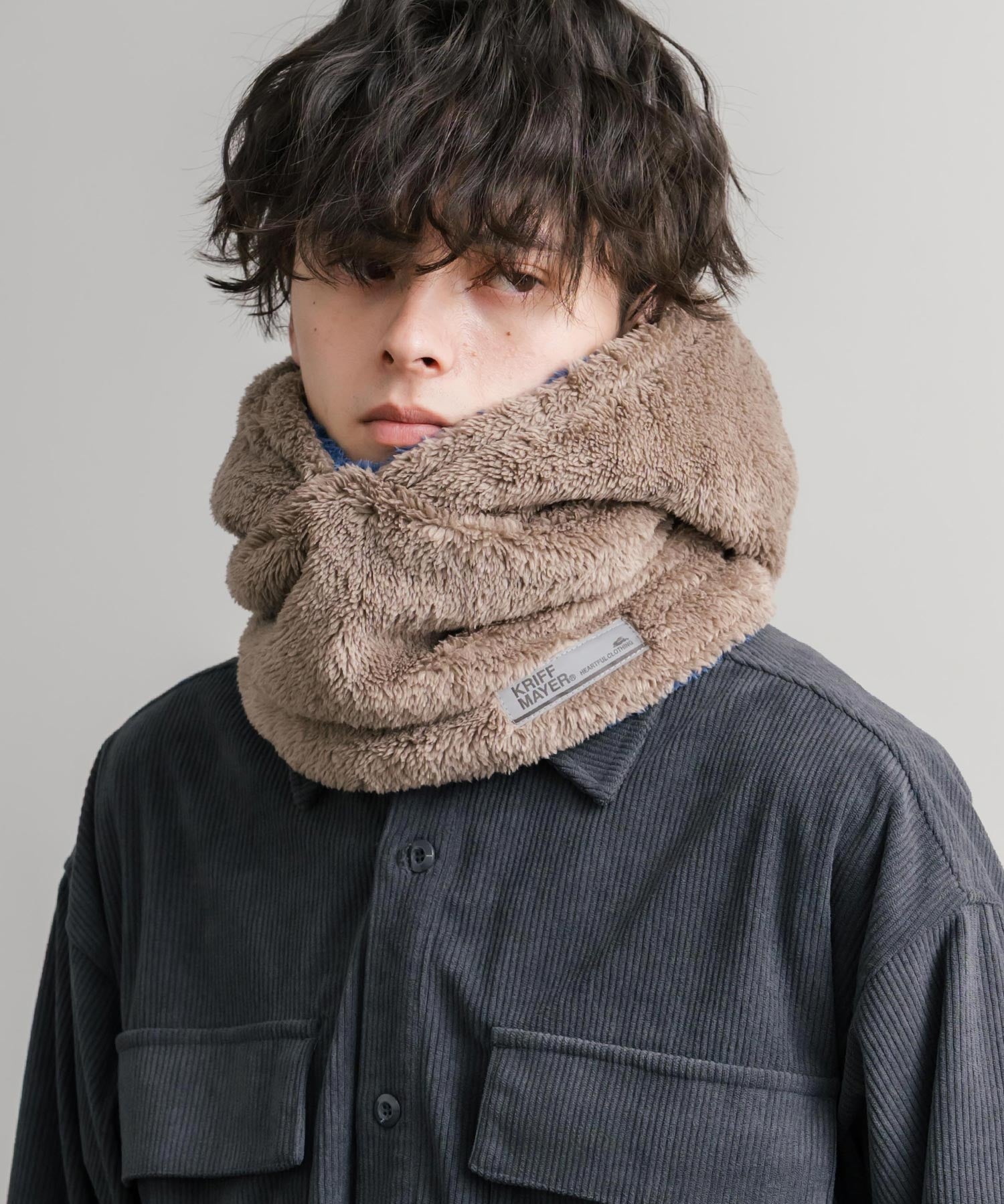 KRIFF MAYER クリフメイヤー ニンジャりん2WAYリバーシブルフード型ネックウォーマー ボアフードウォーマー J2527845 14965