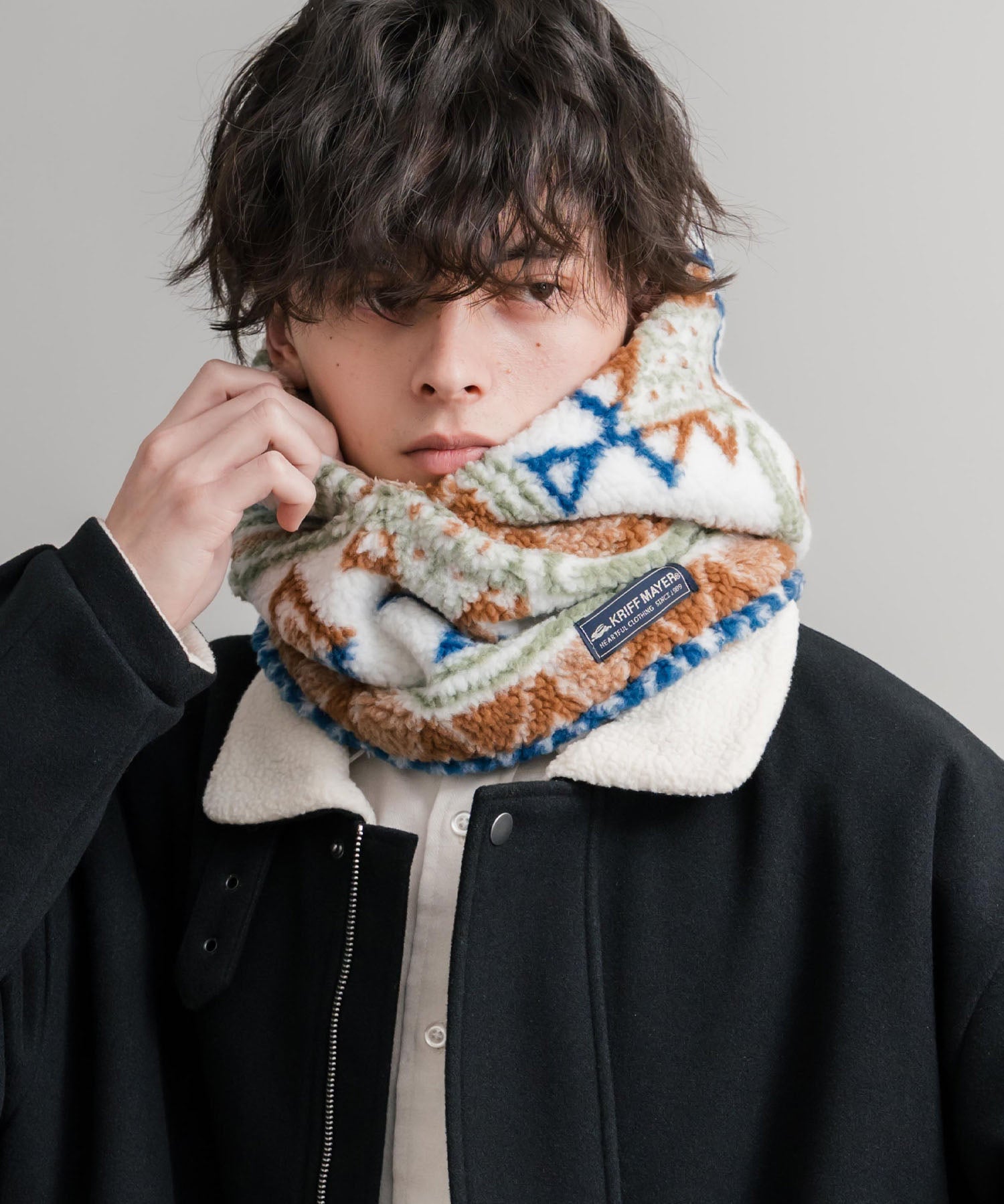KRIFF MAYER クリフメイヤー ニンジャりん2WAYリバーシブルフード型ネックウォーマー ボアフードウォーマー J2527845 14965
