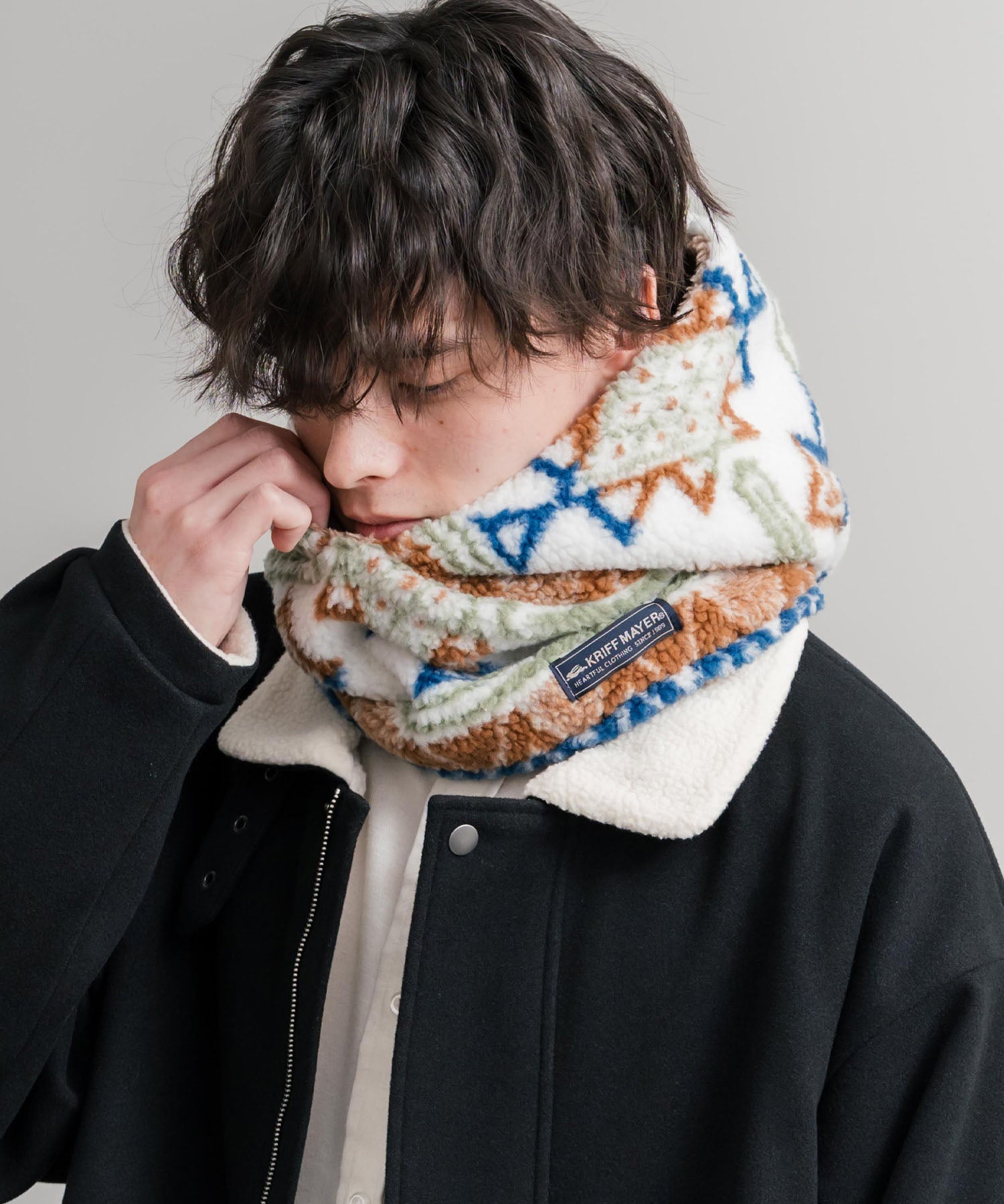 KRIFF MAYER クリフメイヤー ニンジャりん2WAYリバーシブルフード型ネックウォーマー ボアフードウォーマー J2527845 14965
