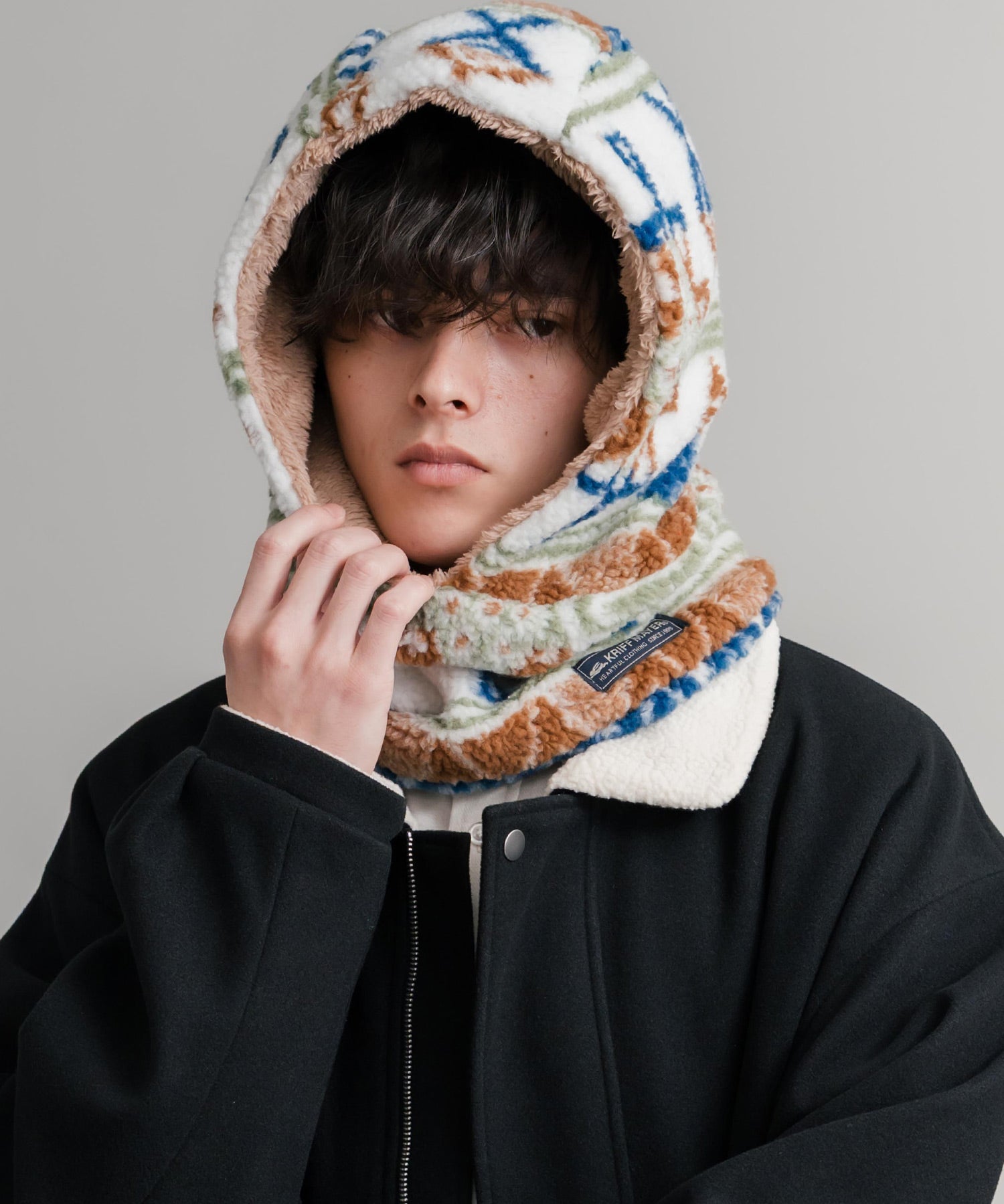 KRIFF MAYER クリフメイヤー ニンジャりん2WAYリバーシブルフード型ネックウォーマー ボアフードウォーマー J2527845 14965
