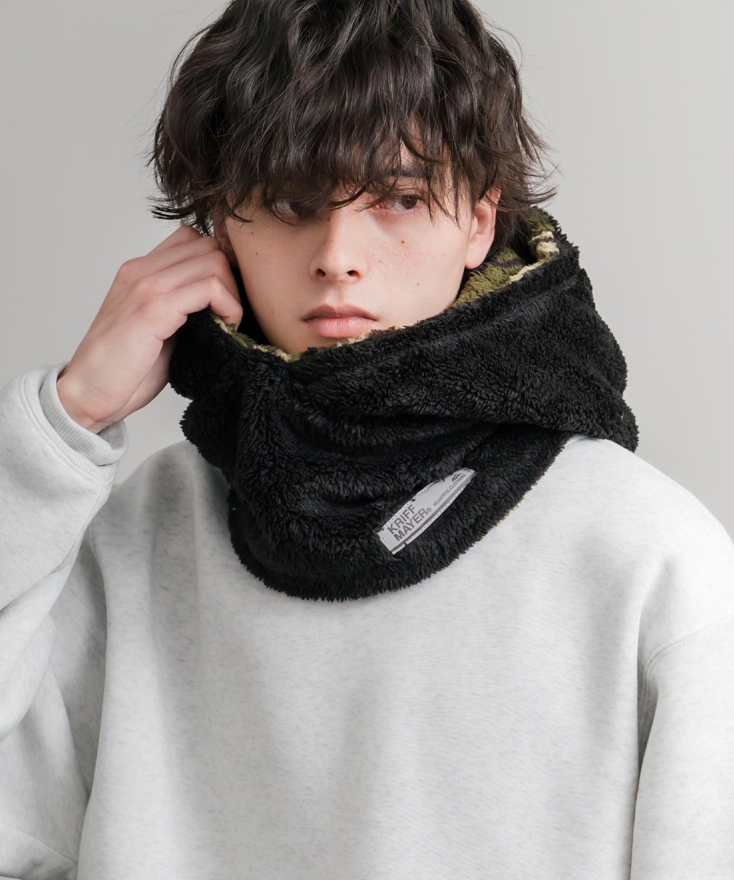 KRIFF MAYER クリフメイヤー ニンジャりん2WAYリバーシブルフード型ネックウォーマー ボアフードウォーマー J2527845 14965