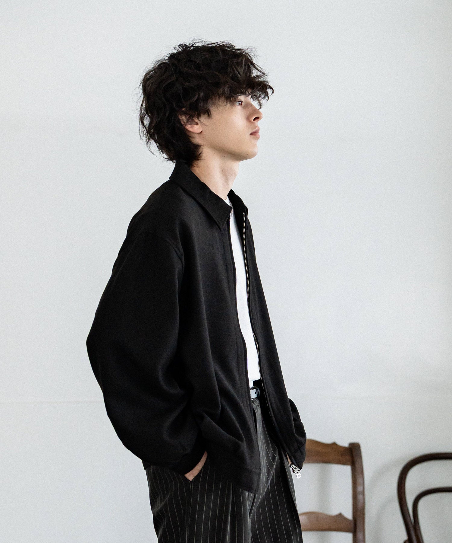 Upscape Audience アップスケープオーディエンス 日本製 国産 LANATEC ラナテック TECH メランジヘリンボンツイード 襟付きショートブルゾン AUD7364 14968