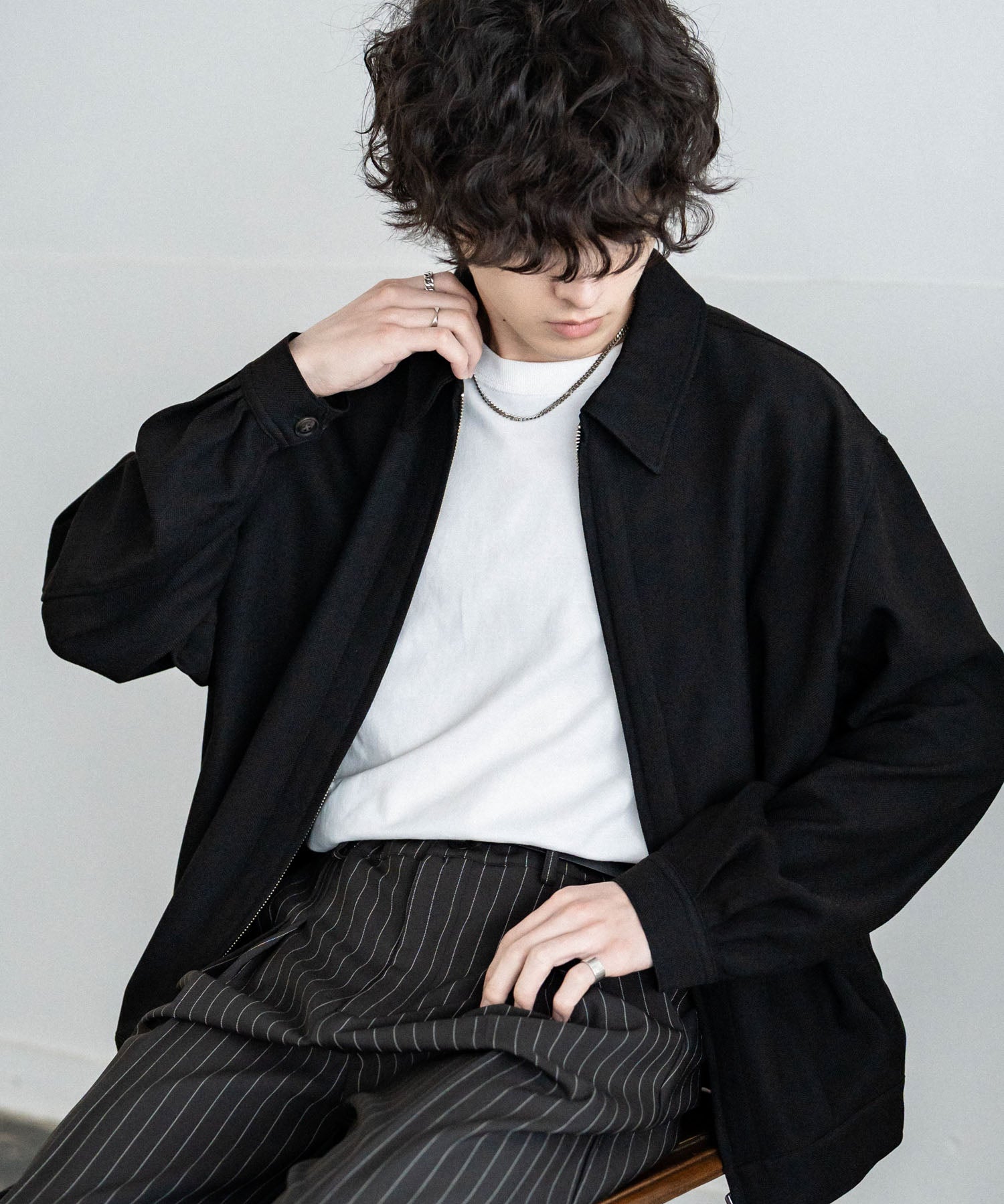 Upscape Audience アップスケープオーディエンス 日本製 国産 LANATEC ラナテック TECH メランジヘリンボンツイード 襟付きショートブルゾン AUD7364 14968