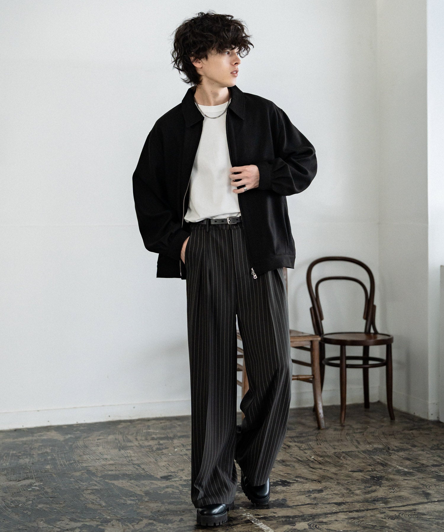 Upscape Audience アップスケープオーディエンス 日本製 国産 LANATEC ラナテック TECH メランジヘリンボンツイード 襟付きショートブルゾン AUD7364 14968