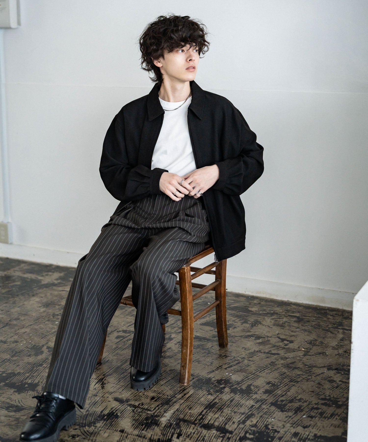 Upscape Audience アップスケープオーディエンス 日本製 国産 LANATEC ラナテック TECH メランジヘリンボンツイード 襟付きショートブルゾン AUD7364 14968