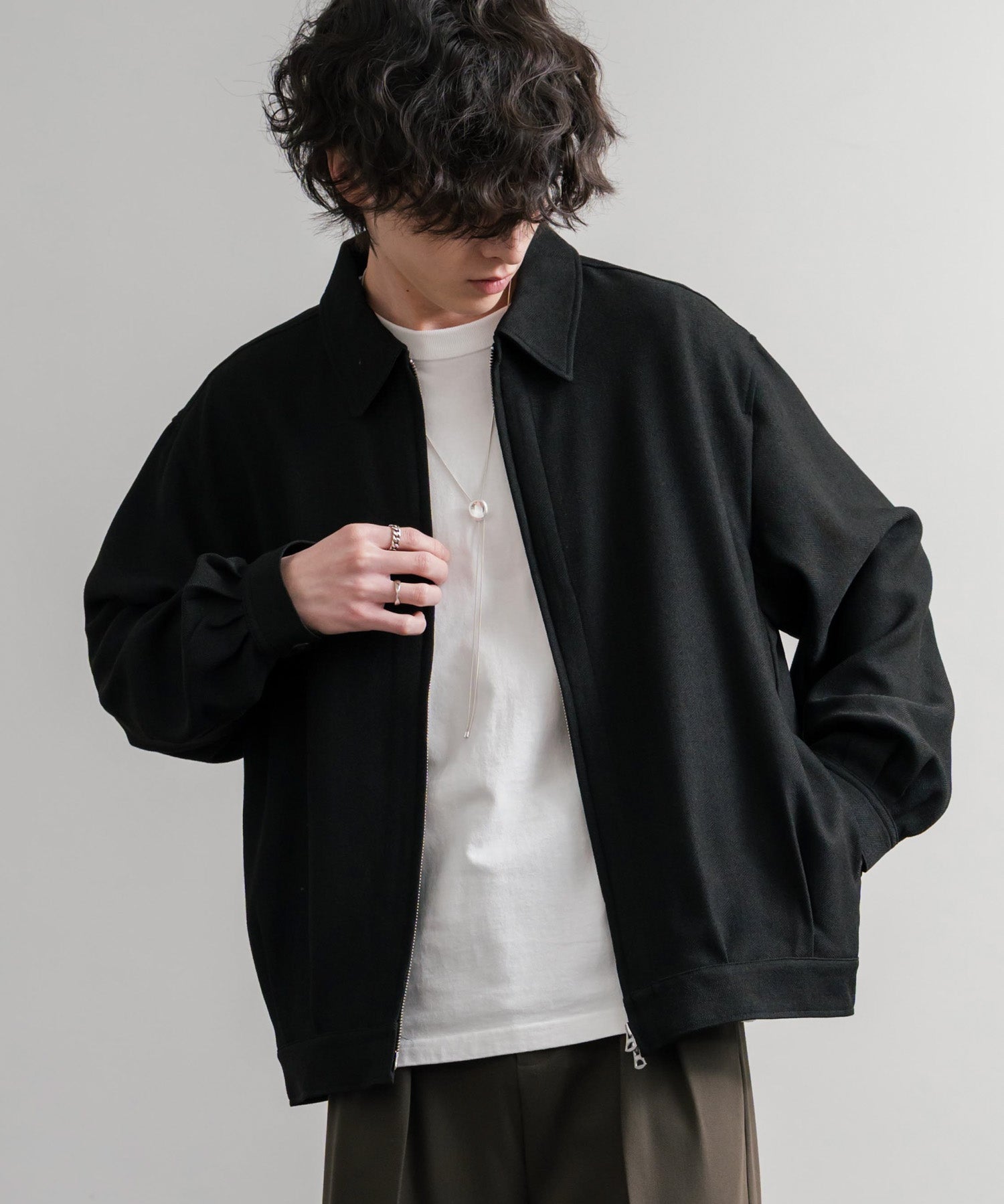 Upscape Audience アップスケープオーディエンス 日本製 国産 LANATEC ラナテック TECH メランジヘリンボンツイード 襟付きショートブルゾン AUD7364 14968