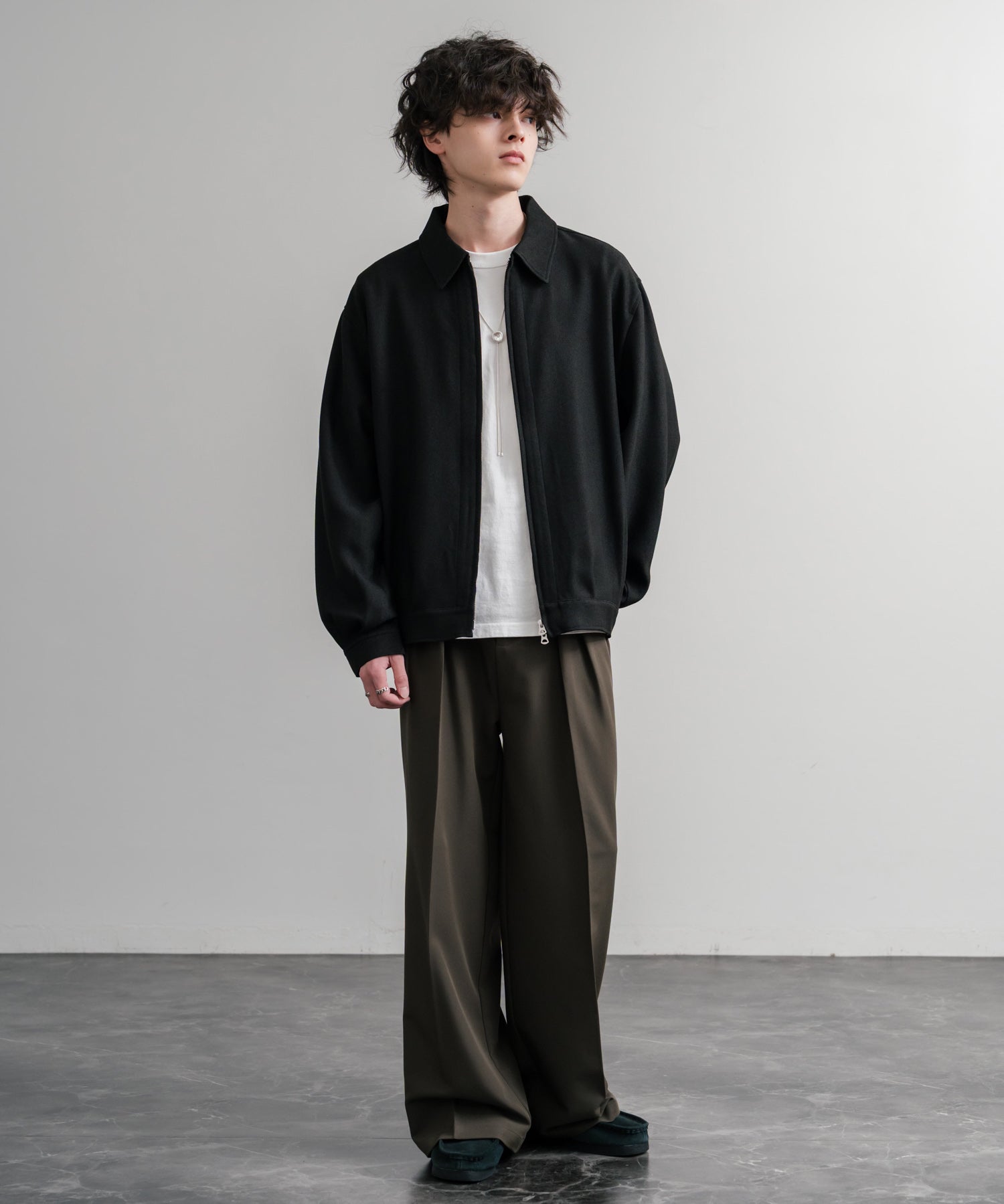 Upscape Audience アップスケープオーディエンス 日本製 国産 LANATEC ラナテック TECH メランジヘリンボンツイード 襟付きショートブルゾン AUD7364 14968