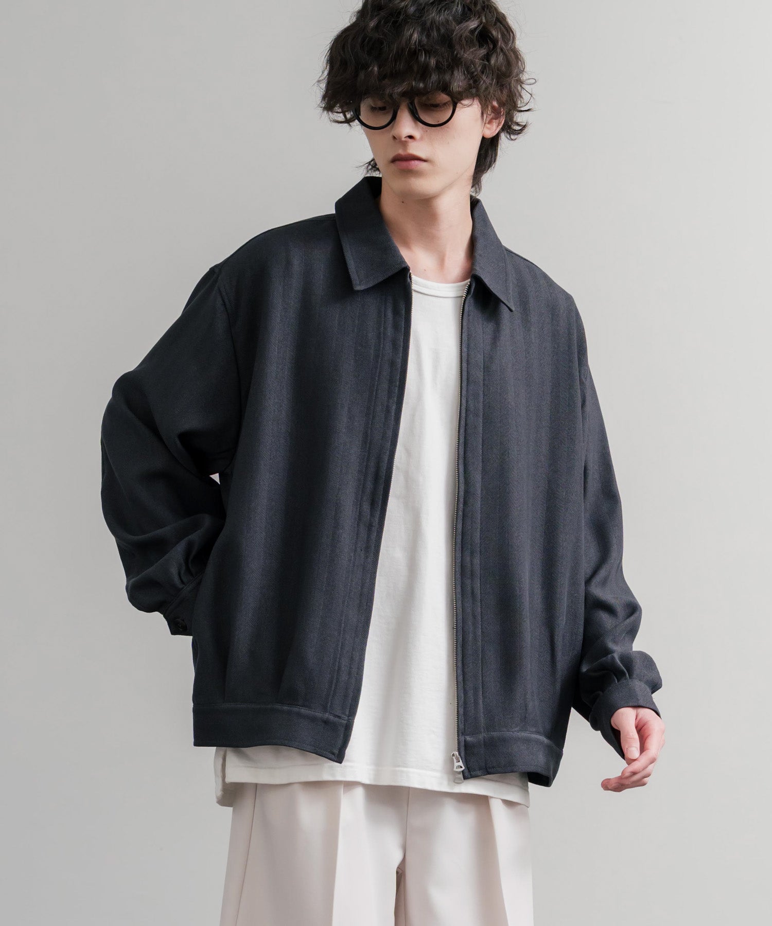 Upscape Audience アップスケープオーディエンス 日本製 国産 LANATEC ラナテック TECH メランジヘリンボンツイード 襟付きショートブルゾン AUD7364 14968