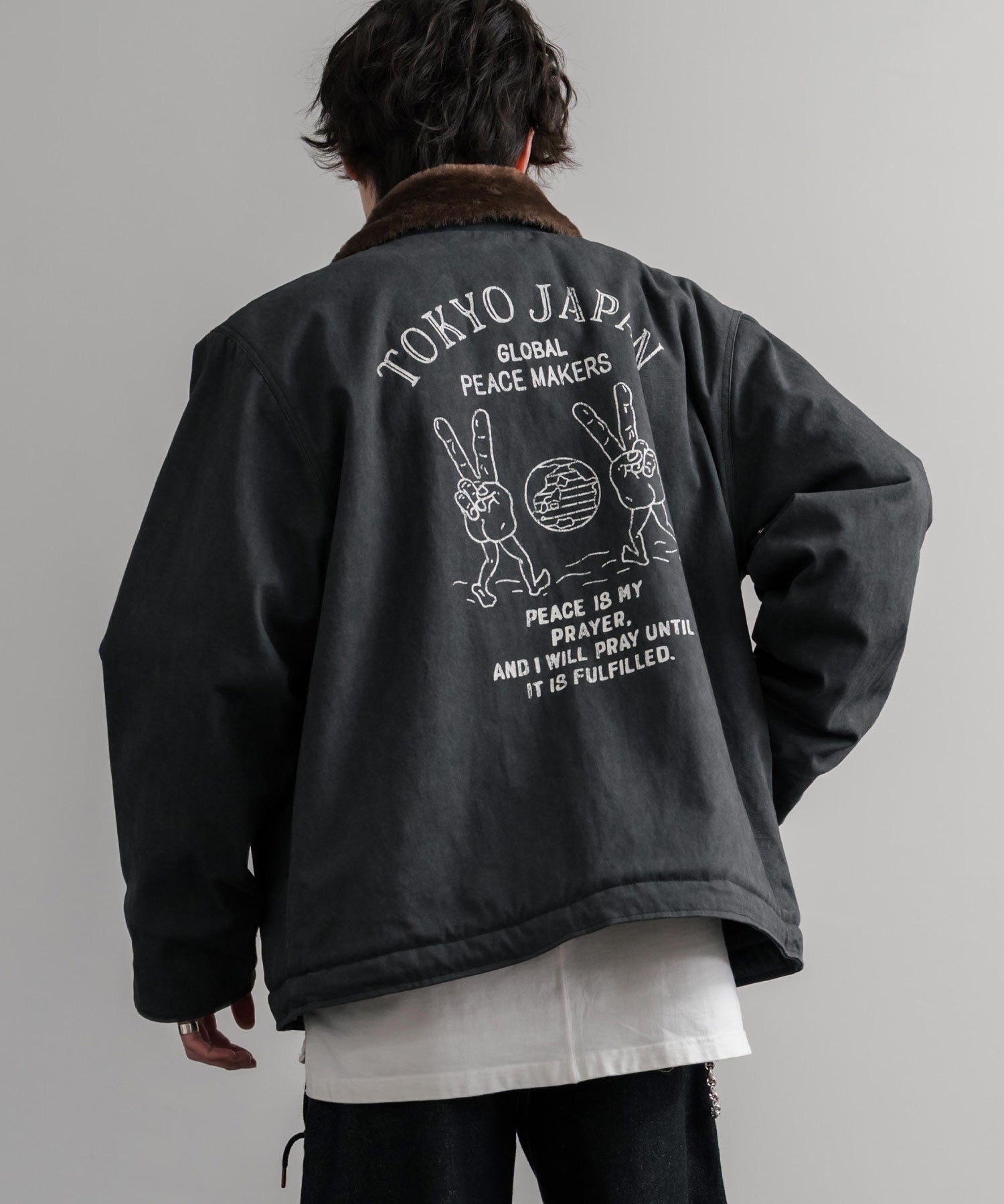 KRIFF MAYER クリフメイヤー バックグラフィックプリント裏ボアデッキジャケット 2525109 14969